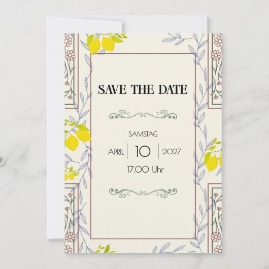 Minimalistic Vintage Botanical Save the Date (Rückseite)