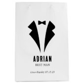Minimalistic Wedding Best Man Name White Mittlere Geschenktüte (Vorderseite)