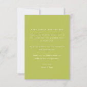 Minimalistic Wedding Photo Lime Green Dankeskarte (Rückseite)