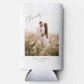 Minimalistic Wedding Photo Wine Selters Dosenkühler (Vorderseite)