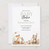 Minimalistic Woodland Animals Baby Shower Einladung (Vorderseite)