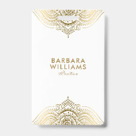 Minimalistig Weiß u. Goldverzierte Spitze Ausweis