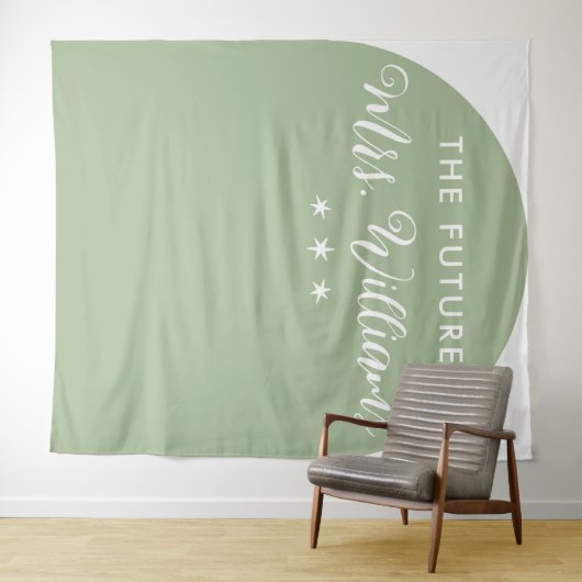 Minimalistin Die Zukunft Frau Brautparty Arch Wandteppich (Beispiel (Horizontal))