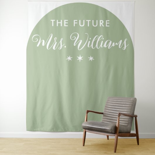 Minimalistin Die Zukunft Frau Brautparty Arch Wandteppich (Beispiel)