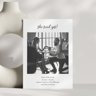 Minimalistin Sie sagte Ja Foto Lustiges Hochzeitsp Save The Date