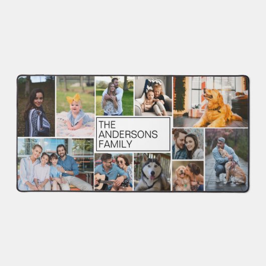 Minimalistisch 11 FotoCollage Einfach Weiß Schreibtischunterlage (Vorderseite)