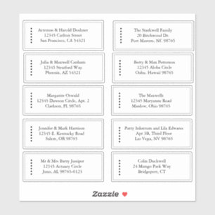 Minimalistisch-1 B&W-Blatt mit 10 Adressenmarken Aufkleber