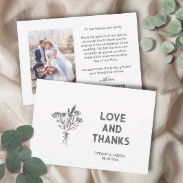 Minimalistisch 1 Foto sauber Einfache Hochzeit Dankeskarte