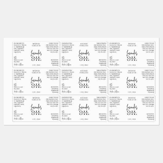 Minimalistisch 1 OZ Hautpflege Flasche Wasserdicht Etiketten (Blatt)