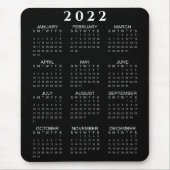 Minimalistisch 2022 Kalender Schwarz/Weiß Mousepad (Vorne)