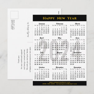 Minimalistisch 2024 Kalender Modernes Schwarzes Un Feiertagspostkarte