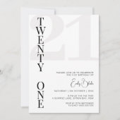 Minimalistisch 21. Geburtstag Party Einladung (Vorderseite)