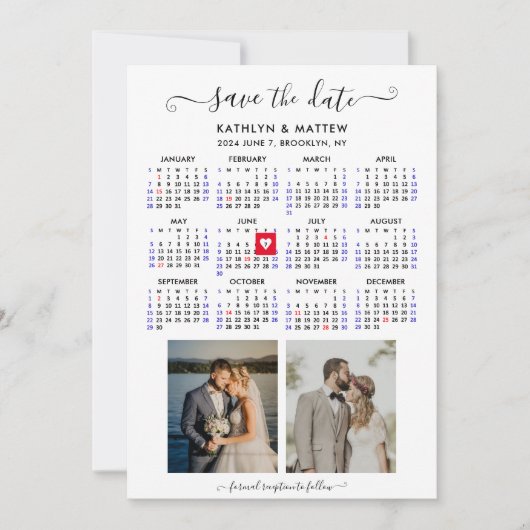 Minimalistisch 2 Foto 2024 Kalender Save the Date (Vorderseite)