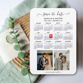 Minimalistisch 2 Foto 2024 Kalender Save the Date Magnet