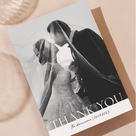 Minimalistisch 2 Foto Einfache Hochzeit Dankeschön Dankeskarte