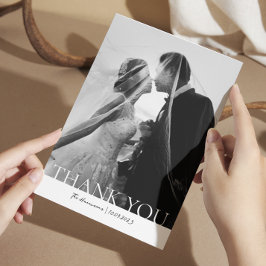 Minimalistisch 2 Foto Einfache Hochzeit Dankeschön Dankeskarte