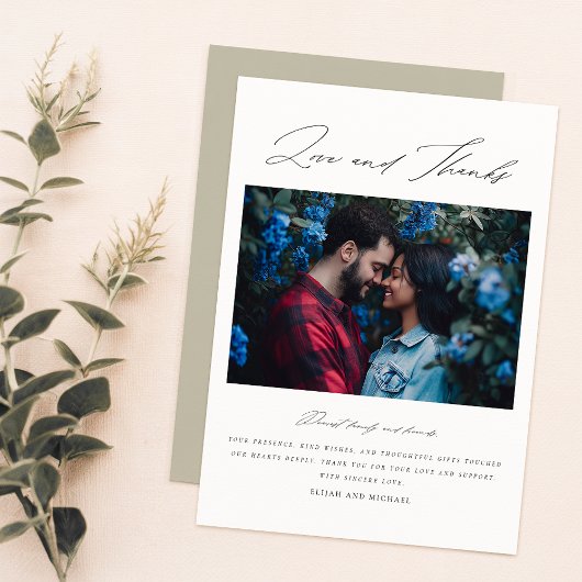 Minimalistisch 2 Foto Hochzeit Dankeschön Karte