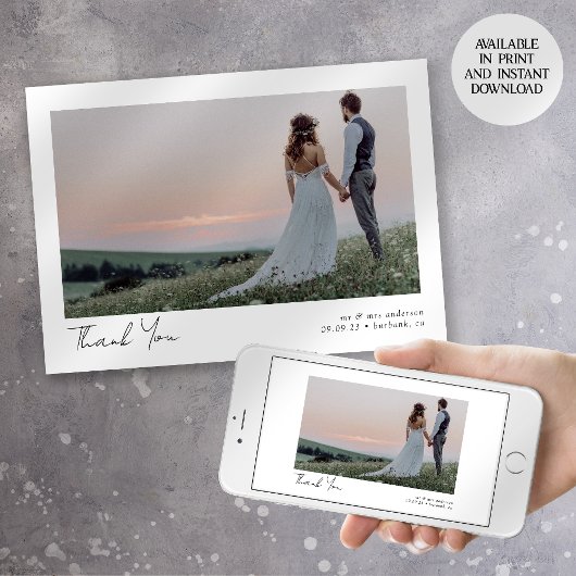 Minimalistisch 2 Foto Hochzeit Dankeschön Karte