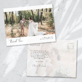 Minimalistisch 2 Foto Kalligraphie Hochzeit Vielen Postkarte