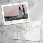 Minimalistisch 2 Foto Kalligraphie Hochzeit Vielen Postkarte<br><div class="desc">Eine moderne Danksagkarte mit elegantem Skript</div>