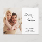 Minimalistisch 2 Foto Modernes Skript Save the Dat Postkarte (Vorderseite)