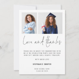 Minimalistisch 2 Foto Script 2024 Abschluss Dankeskarte