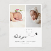 Minimalistisch 2 Foto Twins Baby Dusche Danke Postkarte (Vorderseite)