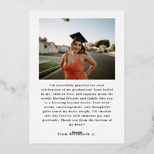 Minimalistisch 2 Fotos Script Abschluss 2024 Folieneinladung (Rückseite)