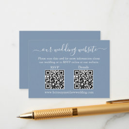 Minimalistisch 2 QR Hochzeit RSVP Details Dusty Bl Begleitkarte