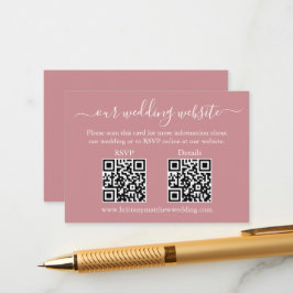 Minimalistisch 2 QR Hochzeit RSVP Details Dusty Ro Begleitkarte