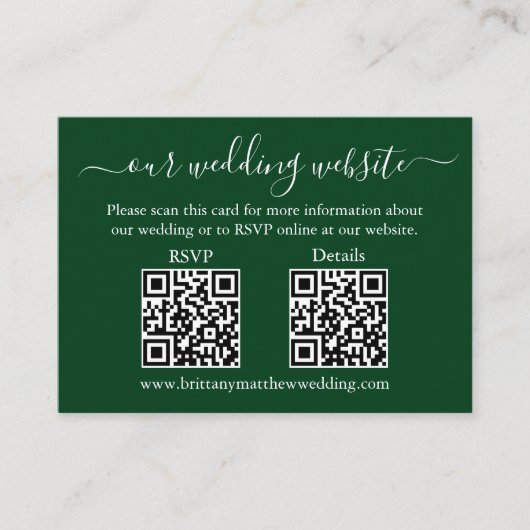 Minimalistisch 2 QR Hochzeit RSVP Details Foto Grü Begleitkarte (Vorderseite)