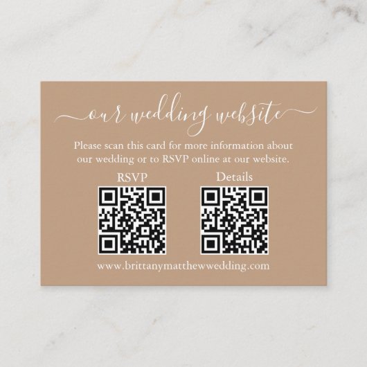 Minimalistisch 2 QR Hochzeit RSVP Details Foto Tau Begleitkarte (Vorderseite)