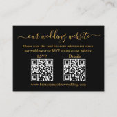 Minimalistisch 2 QR Hochzeit RSVP Details Gold Sch Begleitkarte (Vorderseite)
