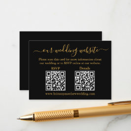 Minimalistisch 2 QR Hochzeit RSVP Details Gold Sch Begleitkarte