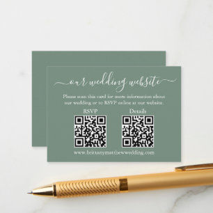 Minimalistisch 2 QR Hochzeit RSVP Details Seite Gr Begleitkarte