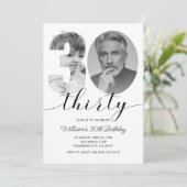 Minimalistisch 30. Geburtstag 30. Foto Einladung (Stehend Vorderseite)