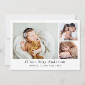 Minimalistisch 3 Foto Neues Baby Ankündigung (Vorderseite)