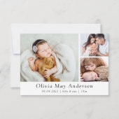 Minimalistisch 3 Foto Neues Baby Dankeskarte (Vorderseite)