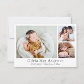 Minimalistisch 3 Foto Neues Baby Dankeskarte (Vorderseite)