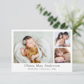 Minimalistisch 3 Foto Neues Baby Dankeskarte (Stehend Vorderseite)