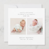 Minimalistisch 3 Fotos Baby Ankündigung (Rückseite)