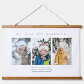 Minimalistisch 3 Fotos Collage Keepake für die Fam Wandteppich Mit Holzrahmen (Vorne)