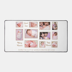 Minimalistisch 3 Fotos Familiennamen White Schreibtischunterlage