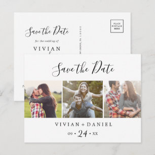 Minimalistisch 3 Fotovorlage Save the Date Einladungspostkarte