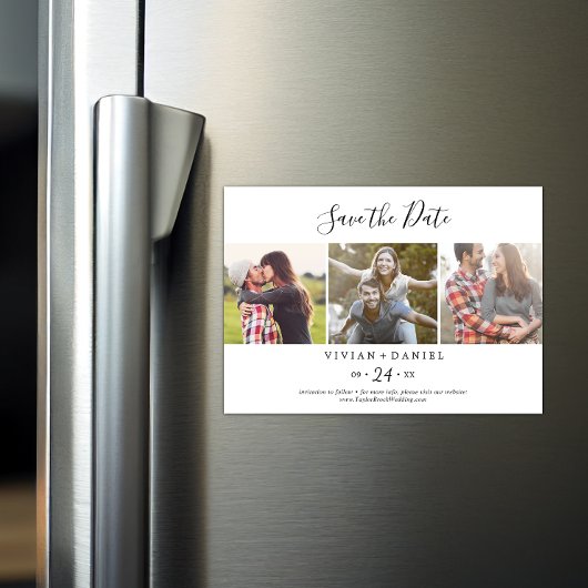 Minimalistisch 3 Fotovorlage Save the Date Magneteinladung