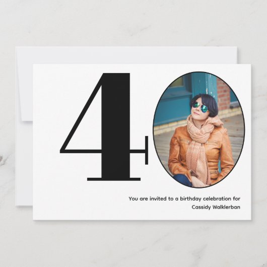 Minimalistisch 40 Foto 40. Geburtstag Einladung (Vorderseite)