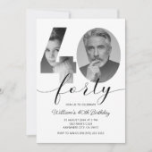 Minimalistisch 40. Geburtstag 40. Foto Einladung (Vorderseite)