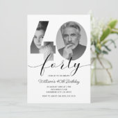 Minimalistisch 40. Geburtstag 40. Foto Einladung (Stehend Vorderseite)