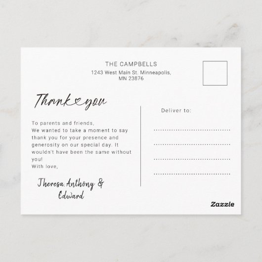 Minimalistisch 4 Foto Collage Baby Dusche Vielen D Postkarte (Rückseite)