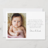Minimalistisch 4 Foto Kalligrafie New Baby Dankeskarte (Rückseite)